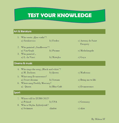 English for students: TEST YOUR KNOWLEDGE - quizes by 3F part1