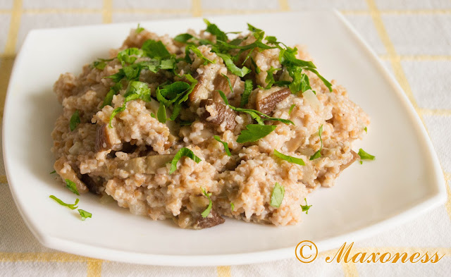 Полба с белыми грибами. Русская кухня