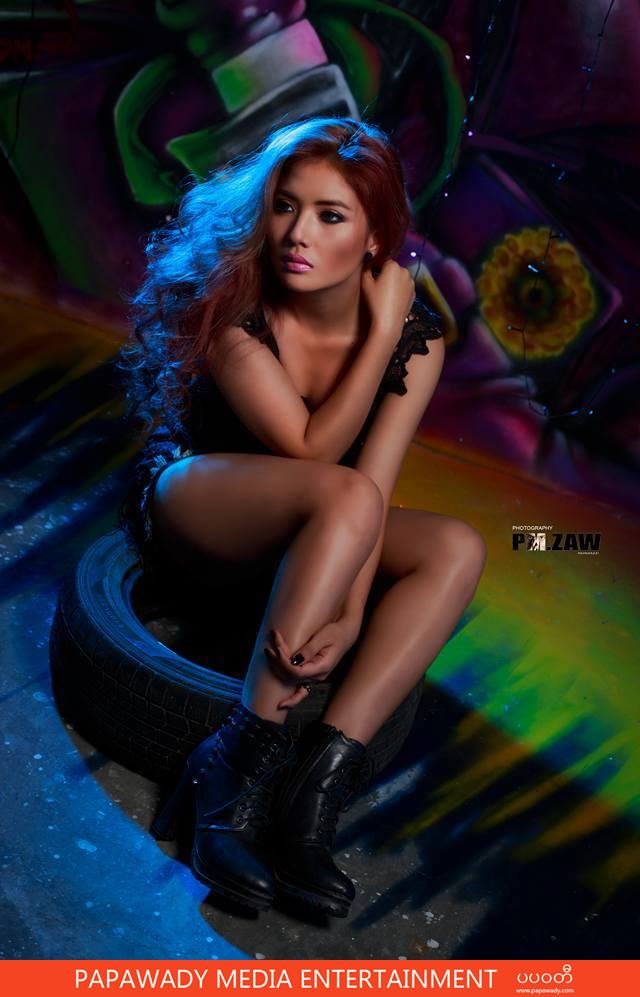 Myanmar Model Marina Shows off Her Legs In New Dark Studio Photoshoot 
