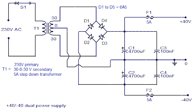 Simple 150 Watt amplifier circuit using transistors ~ Elektrik