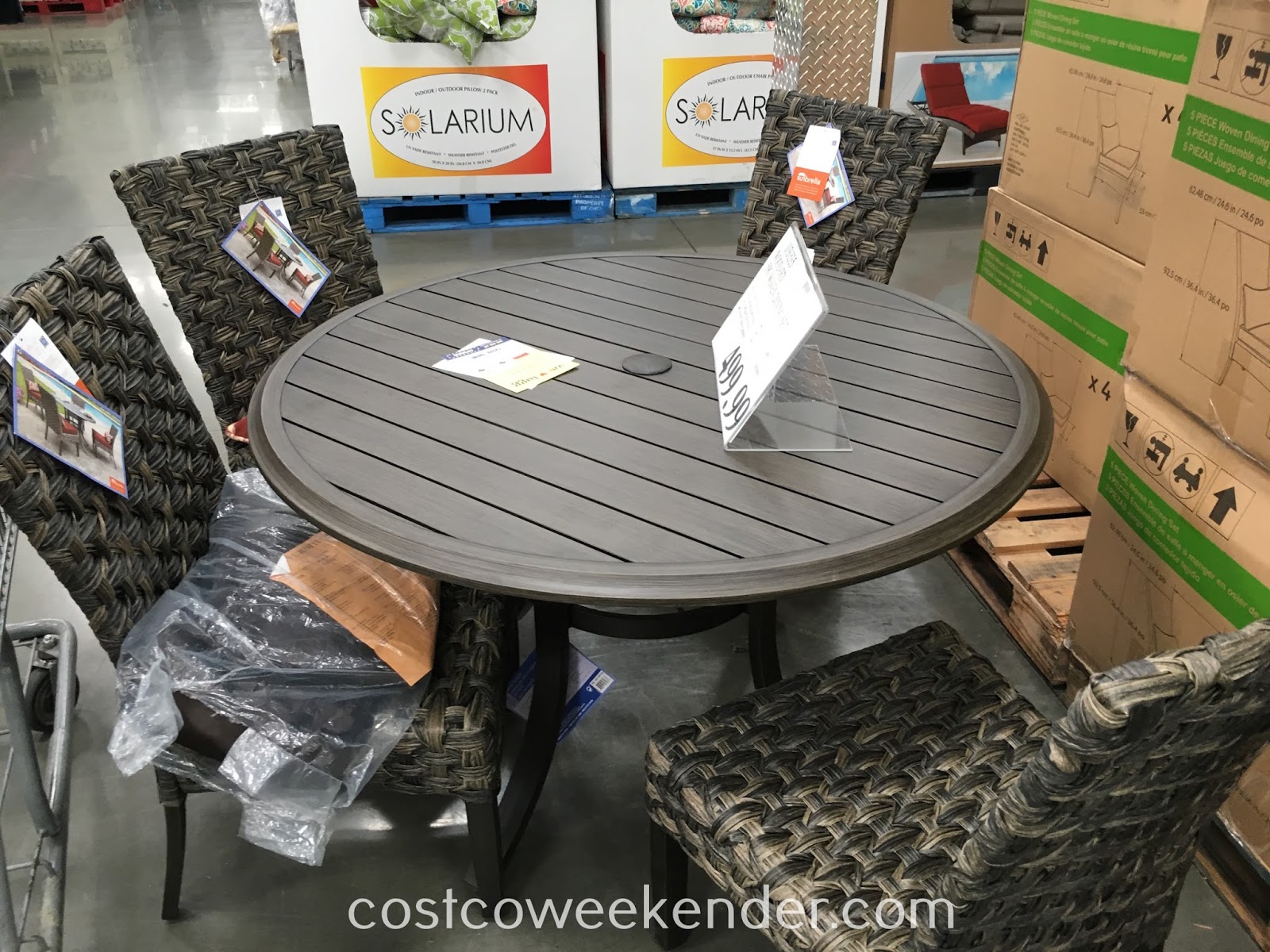 Woodard 5piece Woven Dining Set Costco Weekender