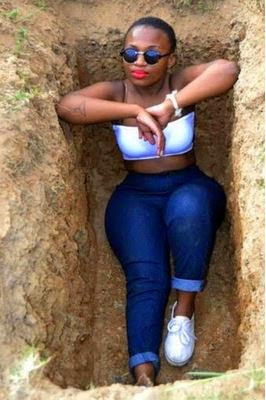 Naija babe pose inside a grave
