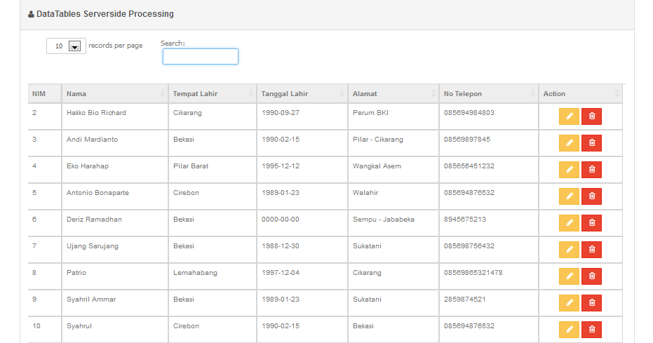 Menampilkan data MySQL dengan datatables serverside di php (CRUD ...