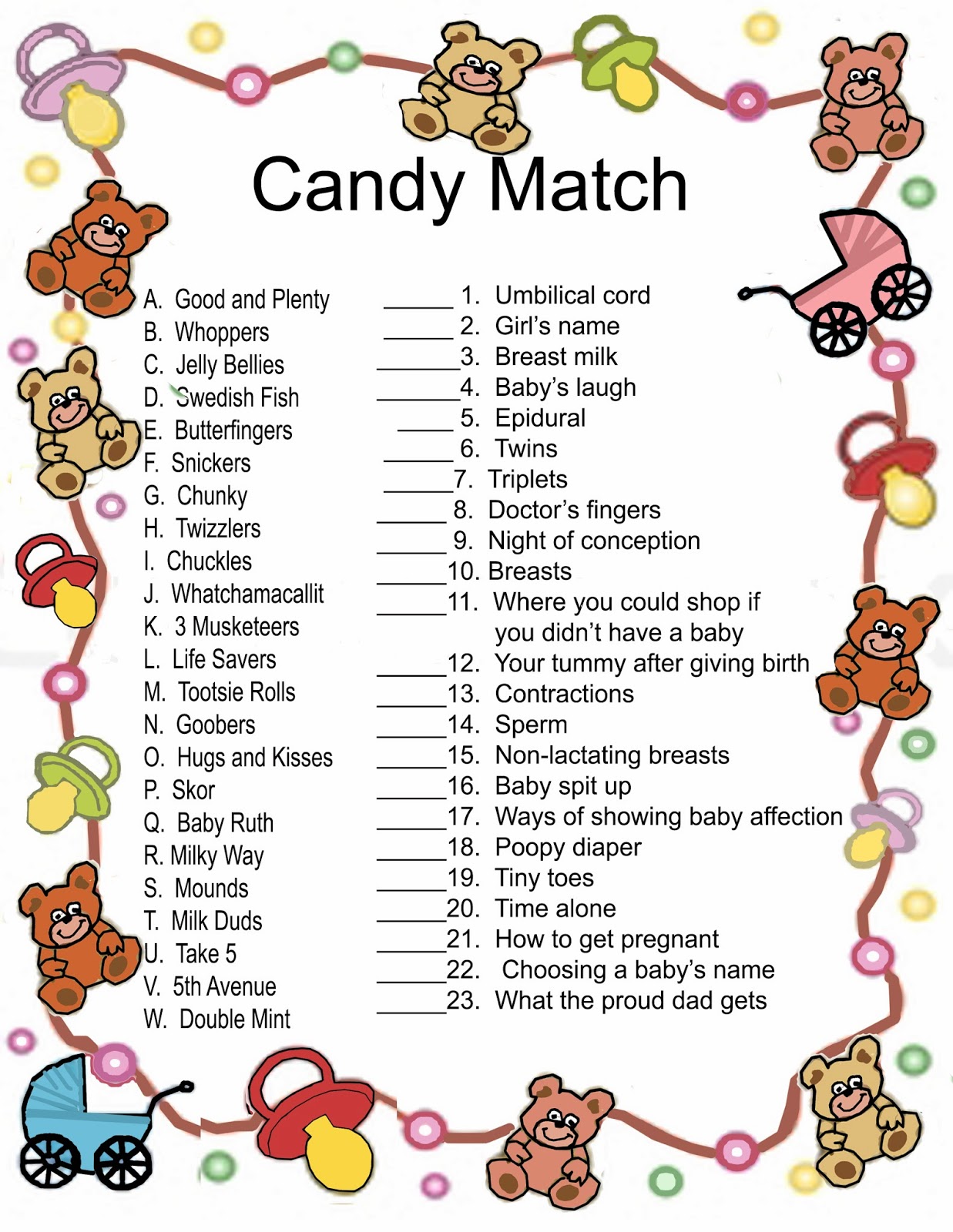 Candy Bar Matching Game