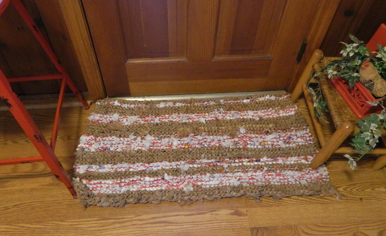 The Handmade Homemaker Recycled Knitted Grocery Bag Throw Rug