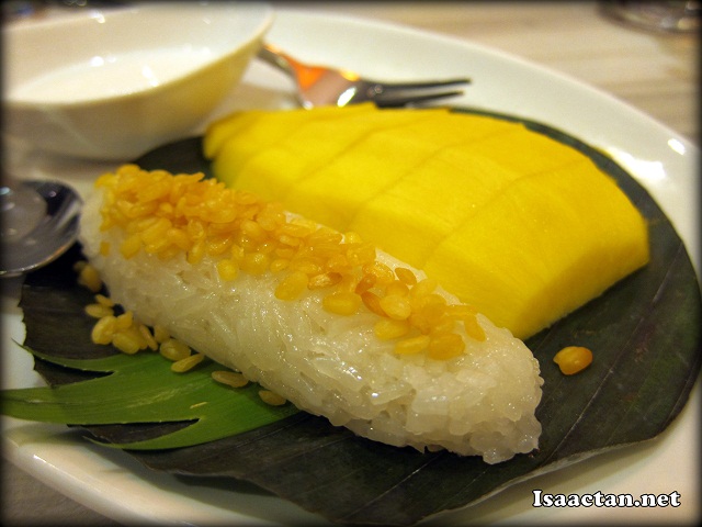 Mango Sticky Rice topped with Coconut Milk