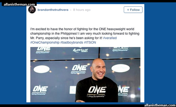 Brandon Vera vs. 'Chopper' Parry for ONE FC heavyweight title in Manila