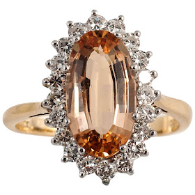 Image showing a diamond and Imperial topaz ring set in gold