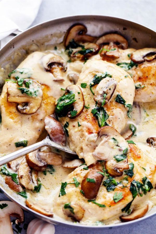 CREAMY PARMESAN GARLIC MUSHROOM CHICKEN Healthy Recipes