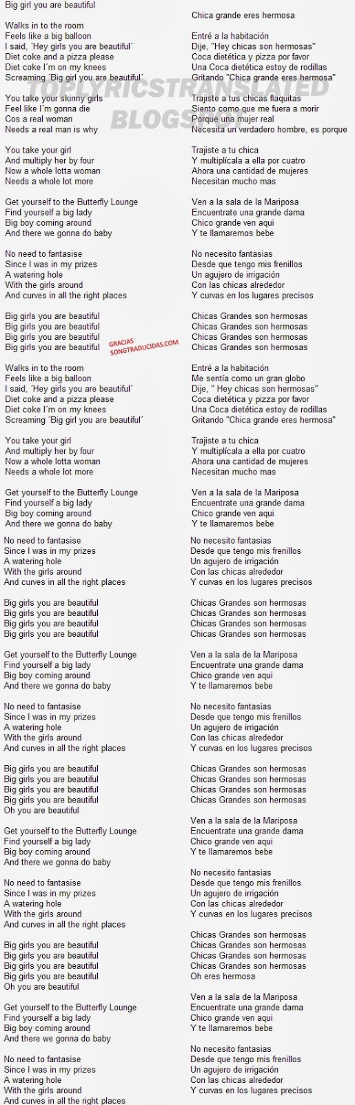 TOP LYRICS TRANSLATED CANCIONES TOP TRADUCIDAS Mika Big Girl (You