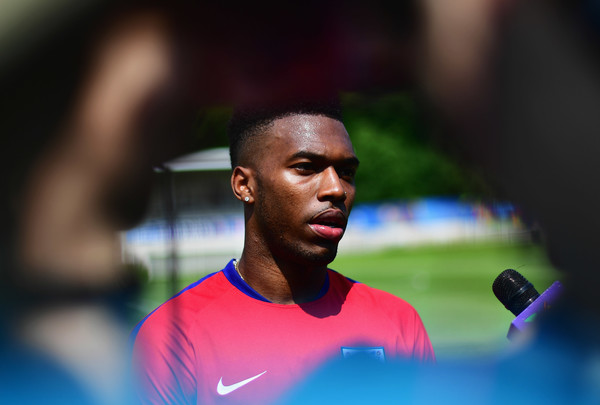 Daniel Sturridge is interviewed after an England training session ahead of the UEFA EURO 2016 at Stade du Bourgognes on June 7, 2016 in Chantilly, France. England's opening match at the European Championship is against Russia on June 11