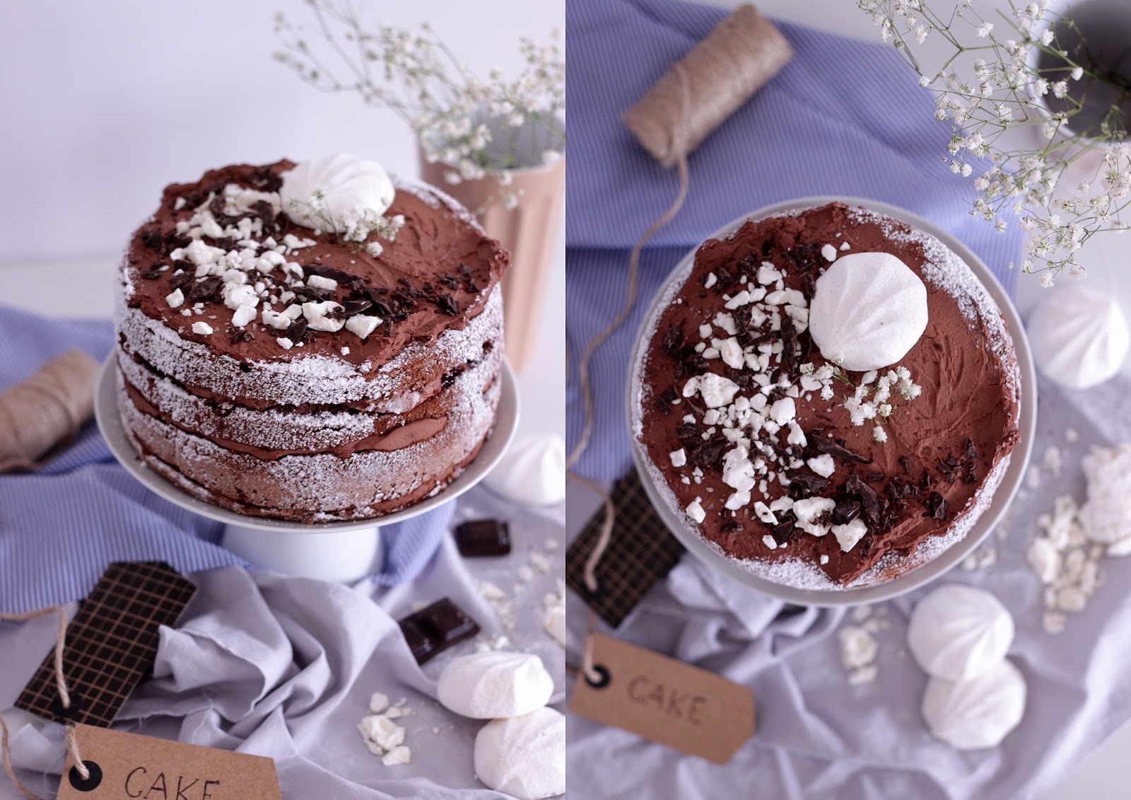 Happy Kitchen Rustykalny Tort Czekoladowo Porzeczkowy Z Bezą
