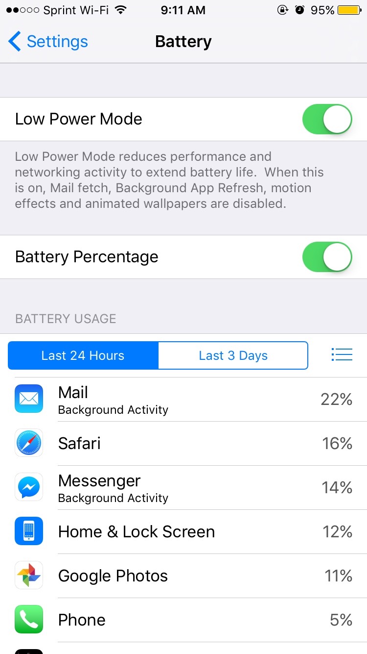 iphone 6 battery indicator yellow