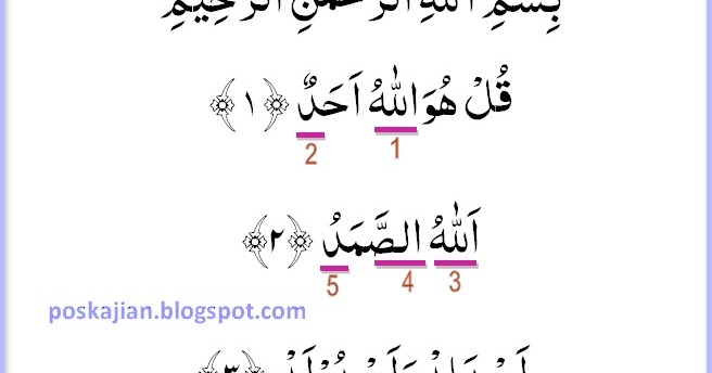 Hukum Tajwid Al Quran Surat Al Ikhlas Ayat 1 4 Lengkap Latin