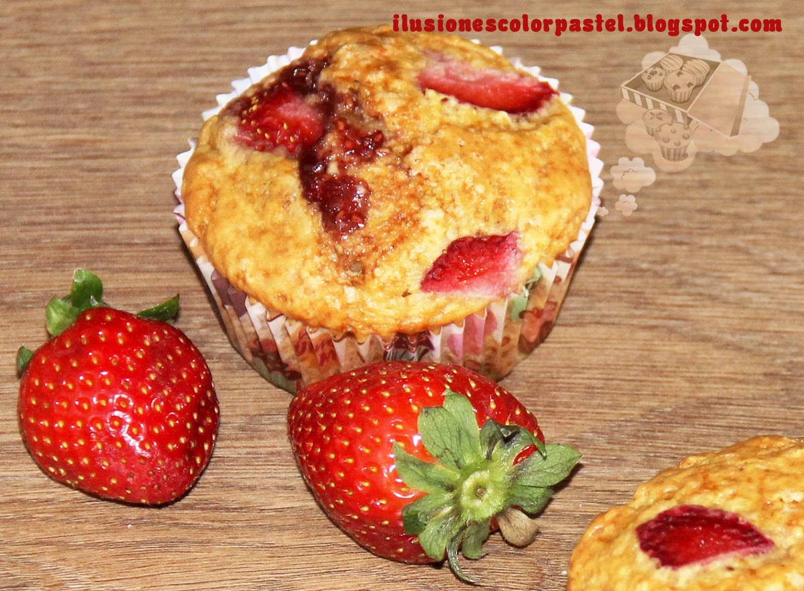 ¡Muffins de fresas y confitura de frambuesa! Ilusiones Color Pastel