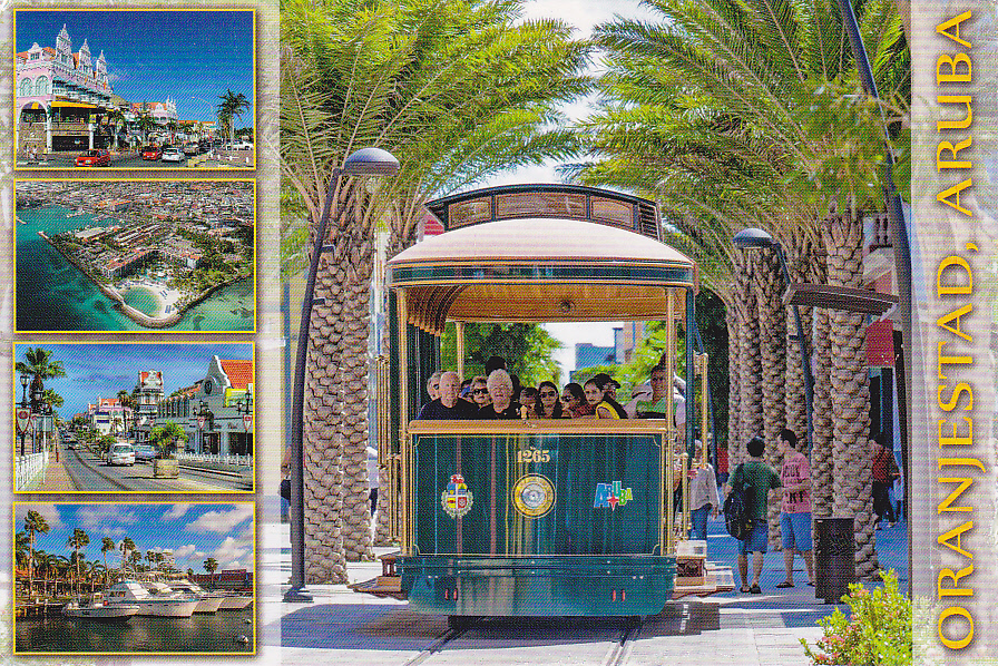 Postcard A La Carte Aruba Street Trolley, Oranjestad