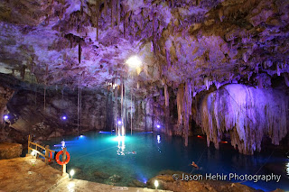mexico cave cenote yucatan swim water stalactite