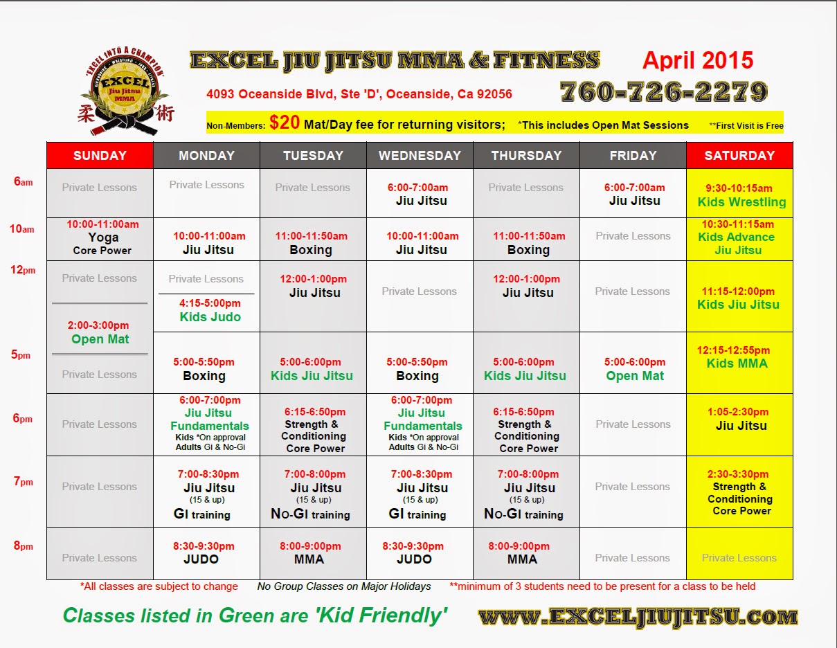 Excel Jiu Jitsu MMA & Fitness BJJ , Strength & Conditioning Classes, Oceanside, CA