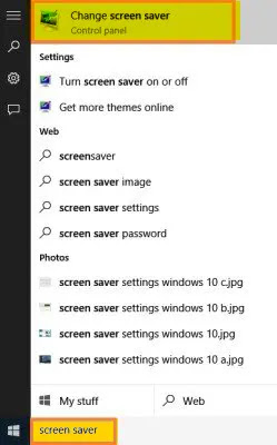 screensaver settings windows 10