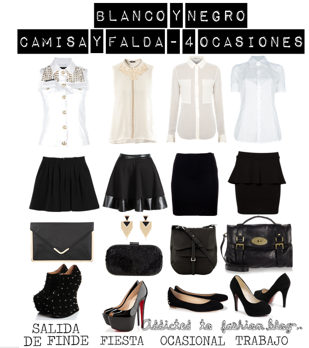 Outfit blusa blanca falda negra Clearance