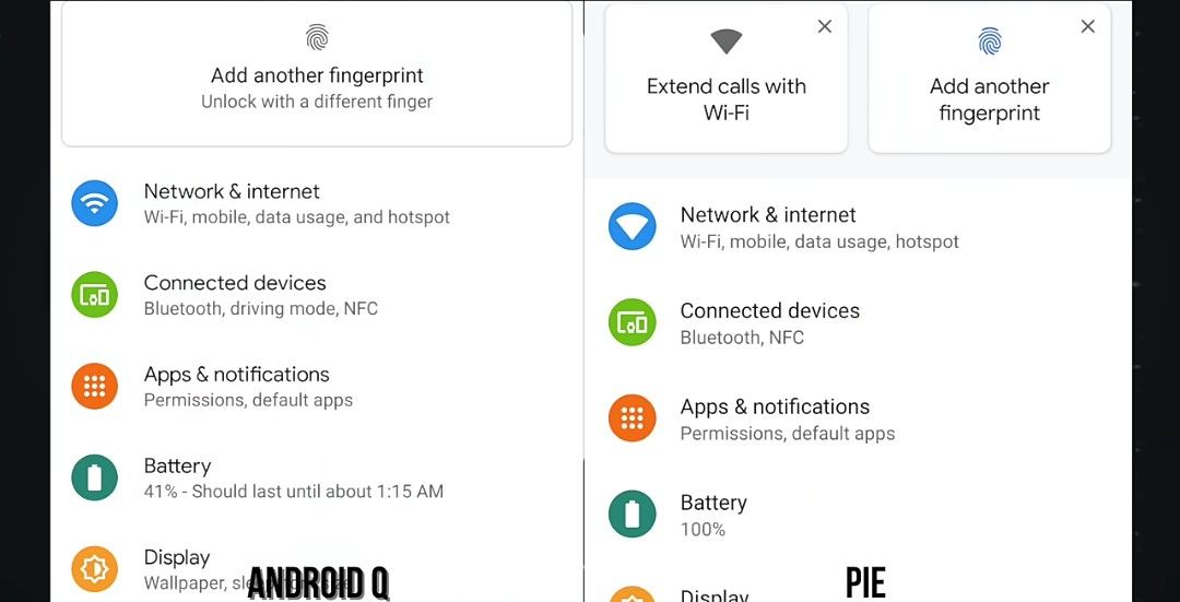 android Q new visual changes