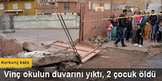 Vincin çarptığı okulun bahçe duvarı yıkıldı 2 çocuk öldü