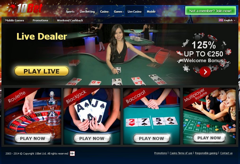 10Bet Live Dealers Screen