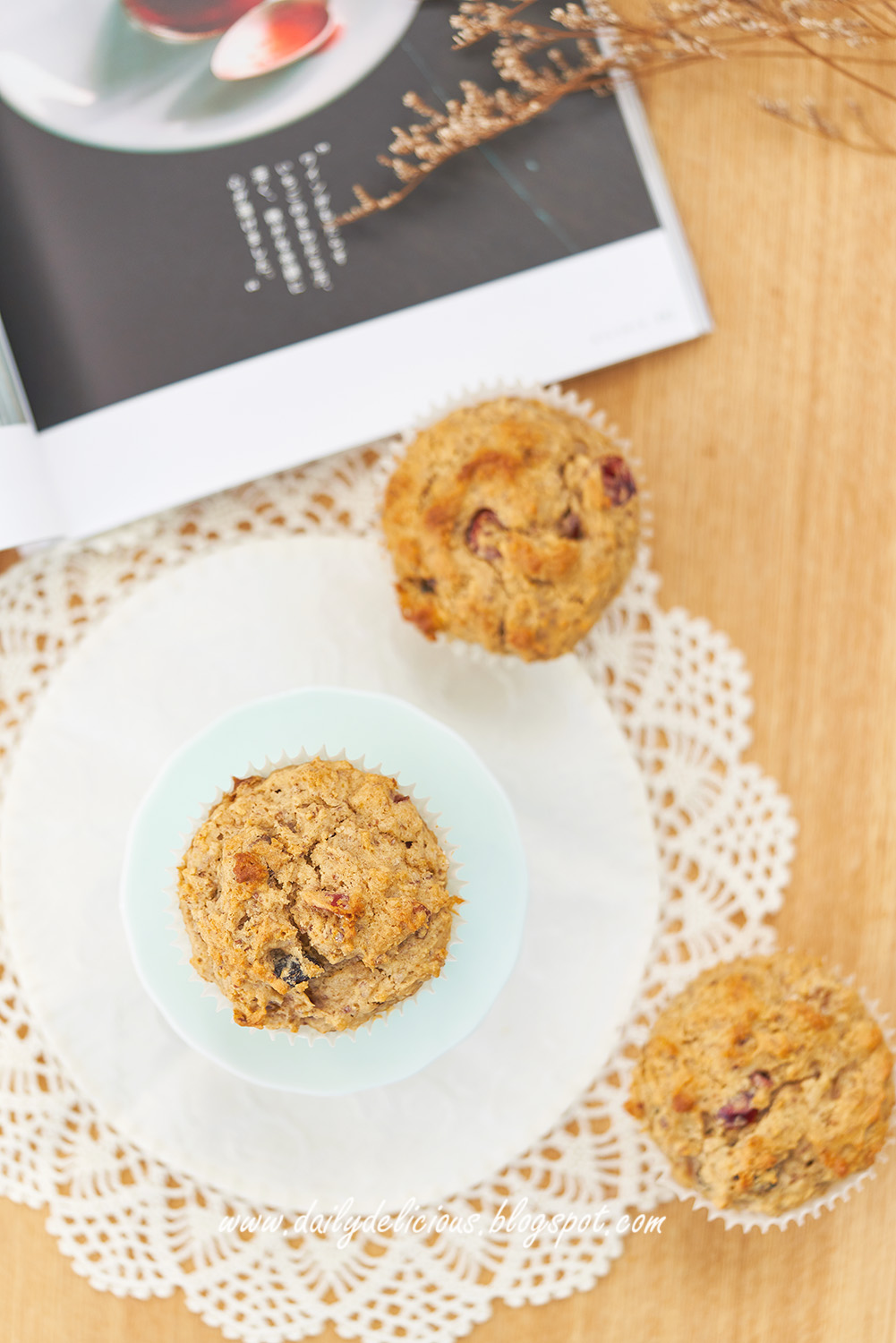 dailydelicious Dried fruit Flaxseed Muffins High fibre muffins