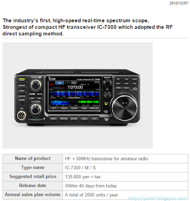 Icom IC-7300 available in January, official price announced | QRPblog