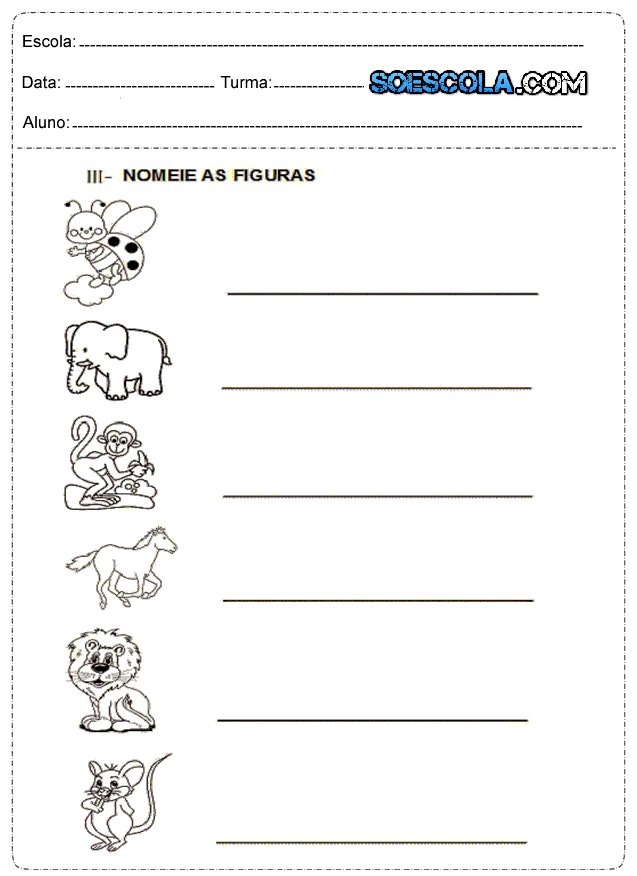 Atividades para imprimir 1º ano Ensino Fundamental — SÓ ESCOLA