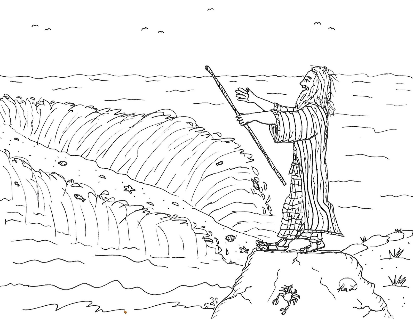 Robin's Great Coloring Pages: Moses Parting the Red Sea