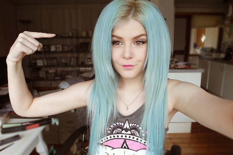 7. "Punk Rock Beauty: Pastel Blue Hair and Bold Makeup Looks" - wide 5