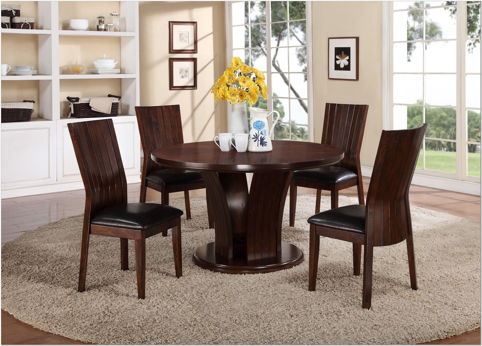 5 Piece Round Dining Set Espresso