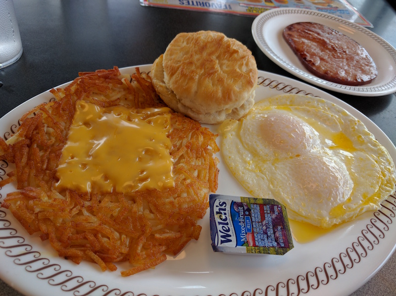 Pecan Waffle at the Waffle House in Columbia, Missouri