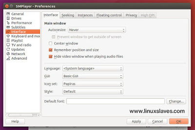 SMPlayer Themes and Skins Linux Preferences