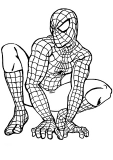 Spider man sitting on the floor coloring page free download and draw colors wallpaper
