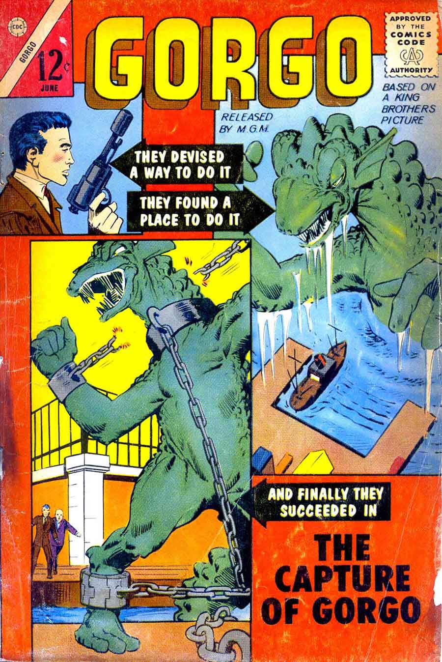 Steve Ditko 1960s silver age charlton monster comic book cover art to Gorgo #13