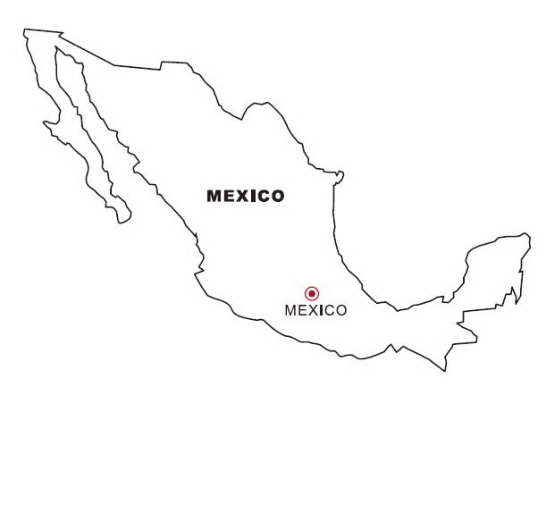 Mapa y Bandera de Mexico para dibujar pintar colorear imprimir recortar