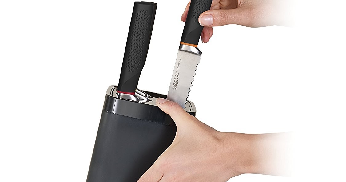 LockBlock Knife Set with Self Locking Knife Block, AWESOME ChildProof