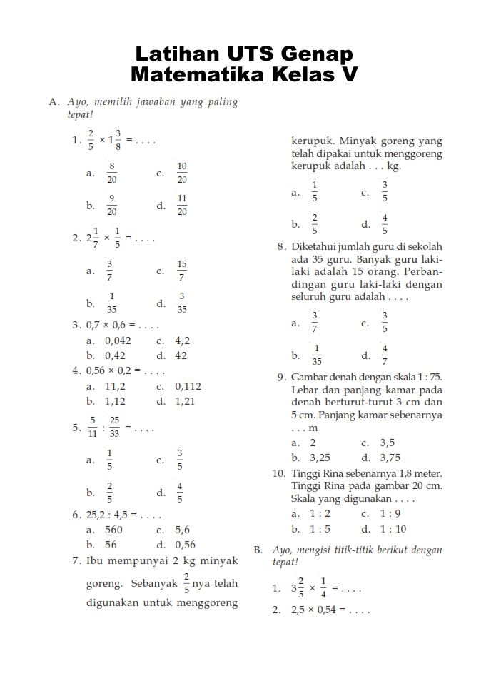 Download Kumpulan Soal UTS Genap Matematika Kelas 5 Download Kumpulan Soal UTS Genap Matematika Kelas 5