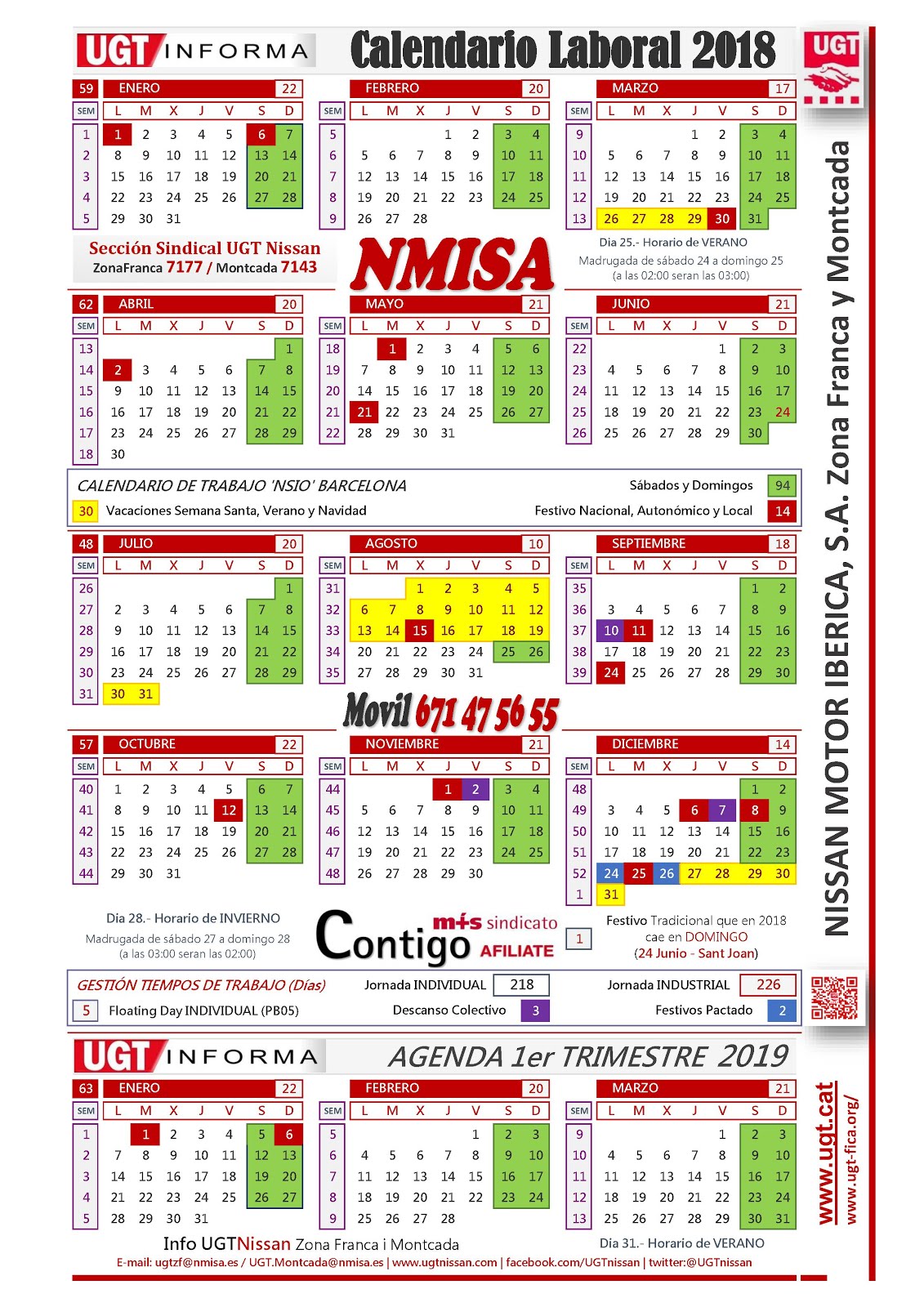 CALENDARIO LABORAL NISSAN 2018