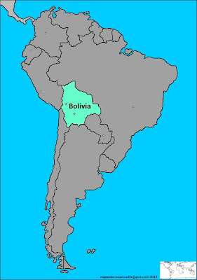 Mapa la ubicación de Bolivia en América del Sur