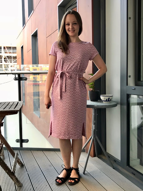 Diary of a Chain Stitcher: Named Inari Tee Dress in Pink Textured Ponte Knit from Sew Over It