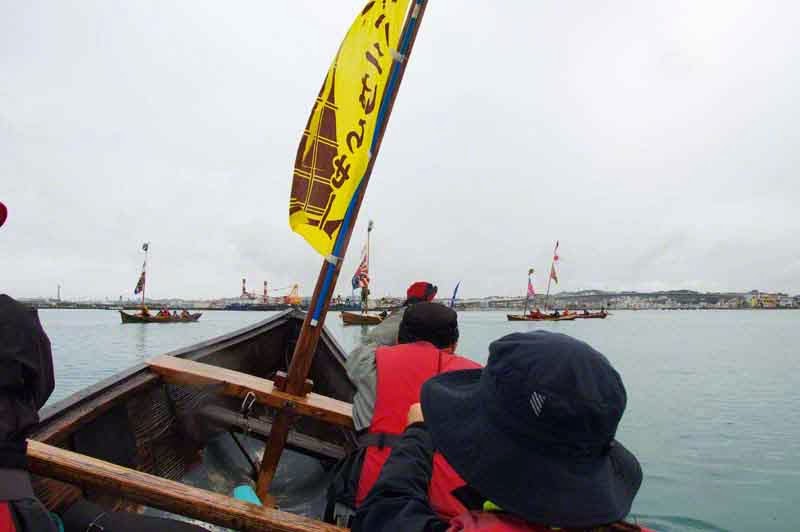 sailing sabani boats in parade, Itoman