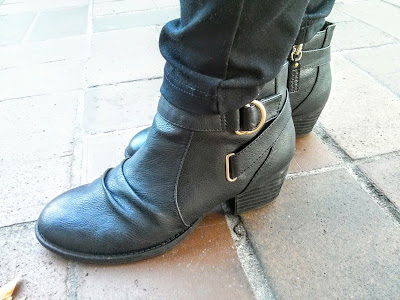black boots with a buckle