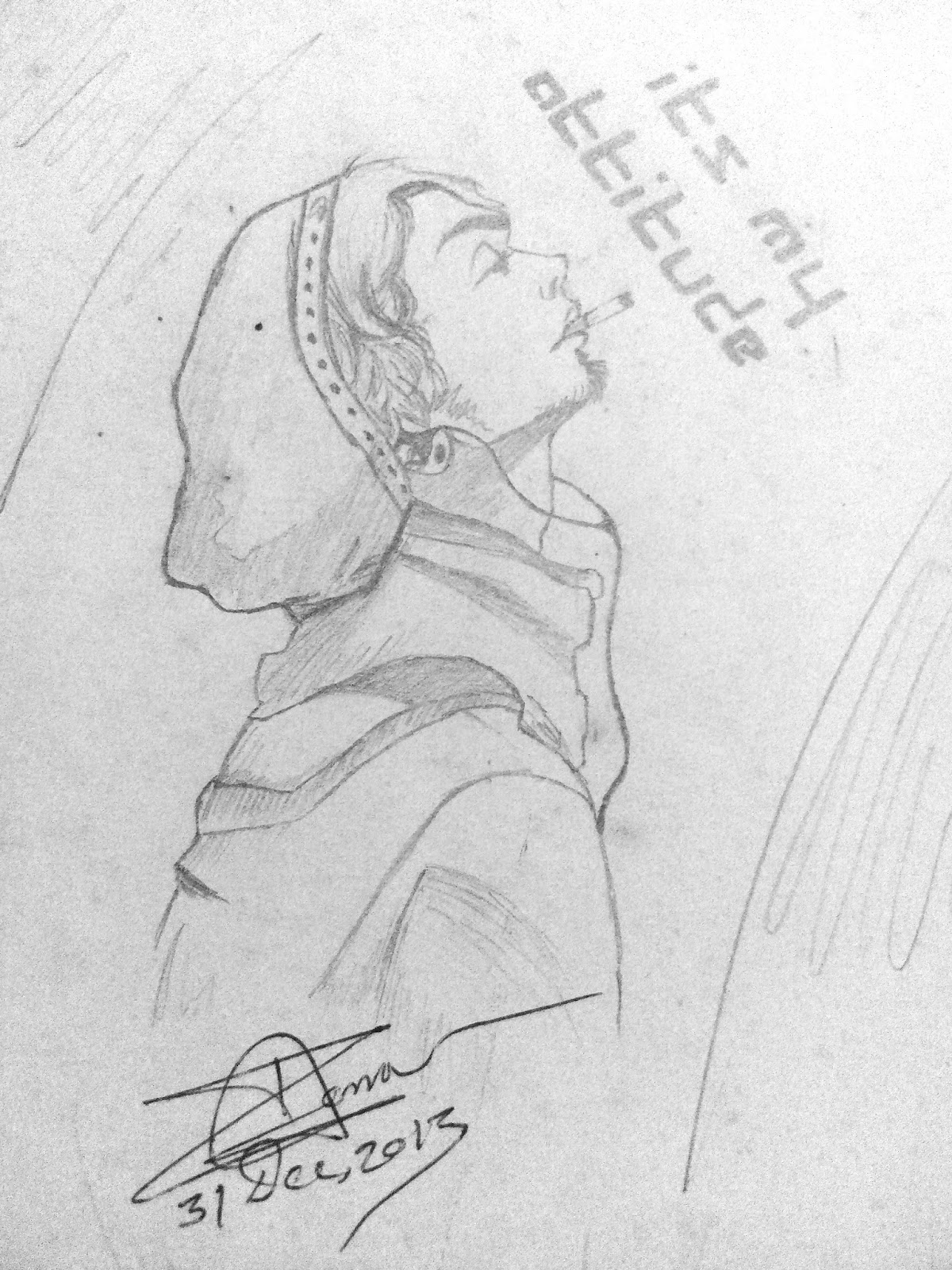 Smoking boy sketch