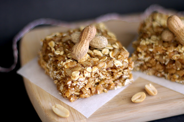 These Healthy No-Bake Peanut Butter Butterscotch Granola Squares are sweet, soft, and chewy, but made refined sugar free, gluten free, and high protein! -- Desserts with Benefits