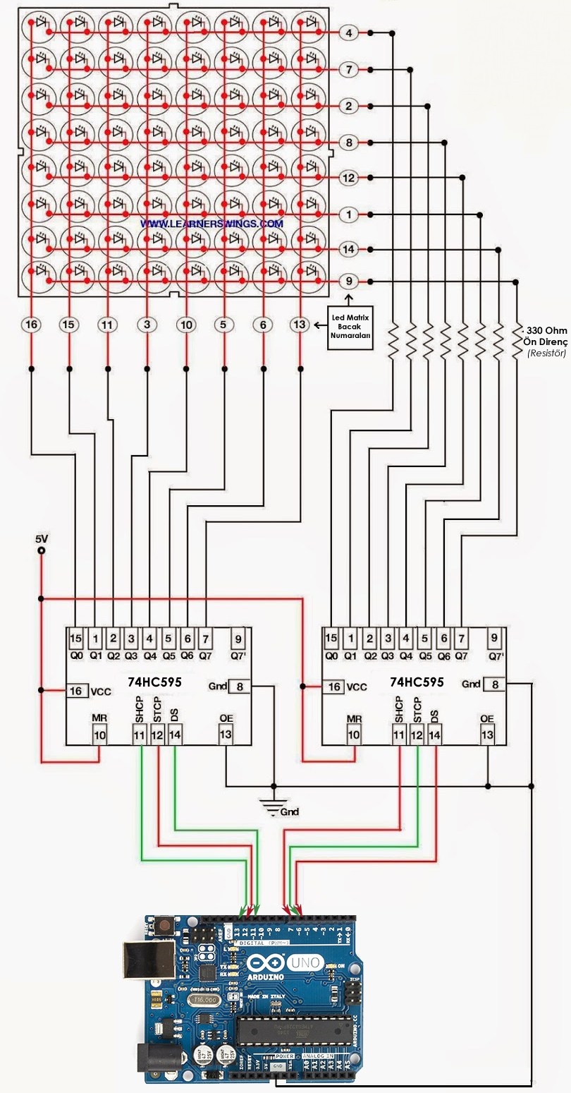 ARDUINO 8X8 LED MATRIX DEVRESİ - Elektronik Bilgi Paylaşım Platformu