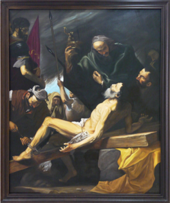 El Martirio de San Andrés, oil, by Agusto Arteaga Galdeman El Martirio de San Andrés, oil painting by Agusto Arteaga Galdeman