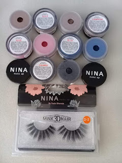 Linha de Maquiagens Nina Makeup pigmentos e cilios
